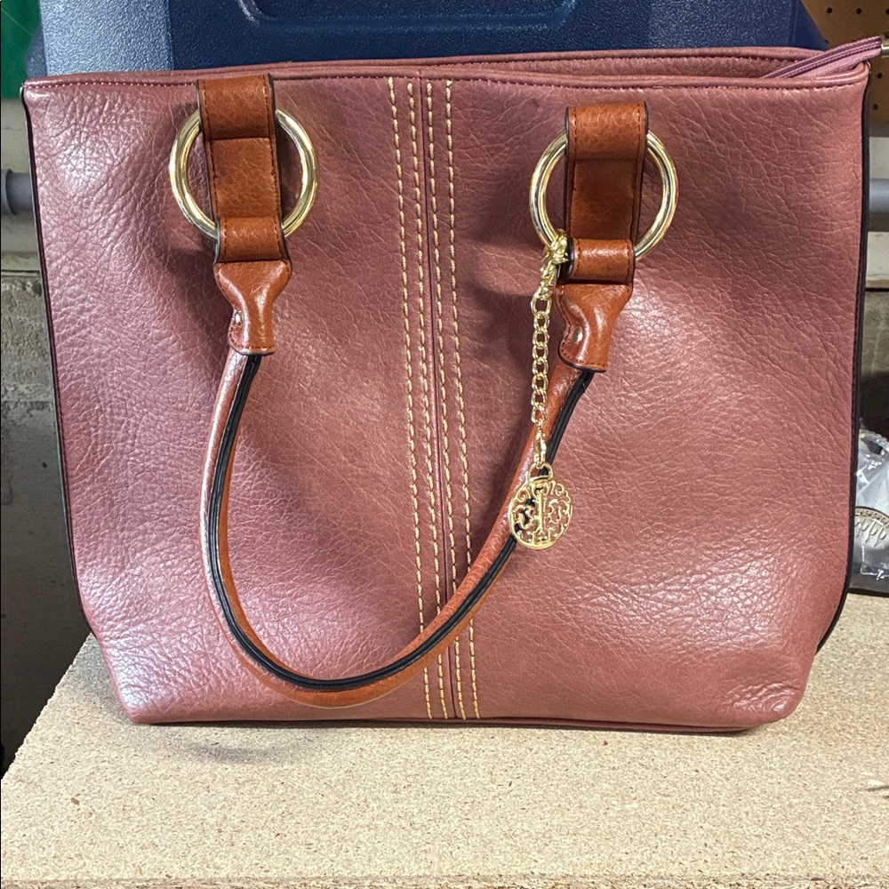 Elegant Brown and Gold Women's Handbag